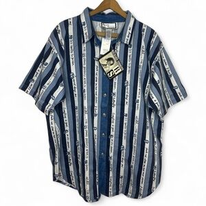 Vintage 90s Richard Simmons Blouse 18W NWT Plus Size Novelty Striped Shirt
